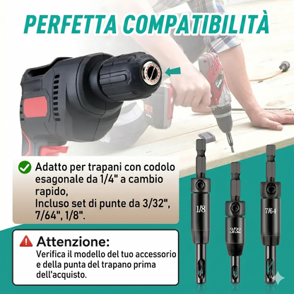 Alta Precisione Set Punte Trapano Auto-Centranti Acciaio Duro
