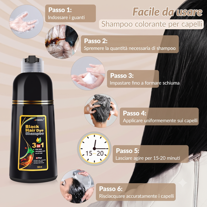 Copertura Capelli Grigi Shampoo Colorante con Estratto di Ginseng