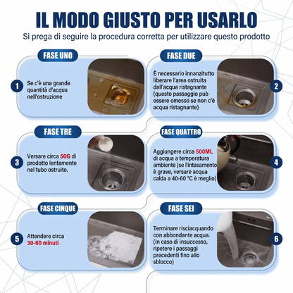 (Confezione da 2) - Sbloccante Tubature per Cucina e Bagno con Azione Battericida