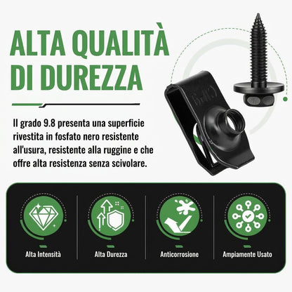 Kit Fissaggio Auto 50 Pezzi Bulloni e Clip Universali Neri