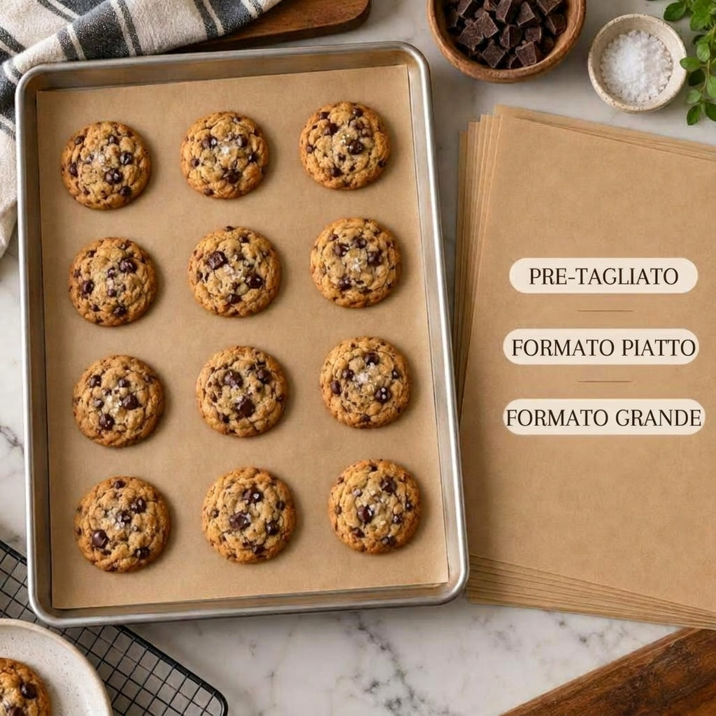 Foglio Carta Forno Antiaderente Rettangolare 100 Pz Resistenti (20 × 25 cm)