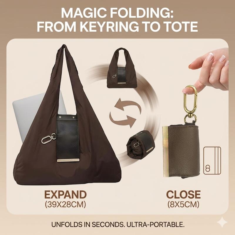 Borsa Pieghevole Resistente in Nylon con Gancio e Regolabile