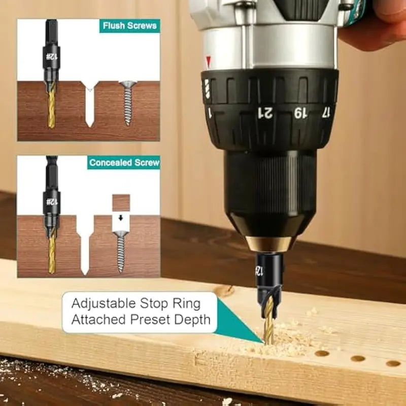 Foratura Precisa Set Punte Trapano Legno con Fermaprofondità