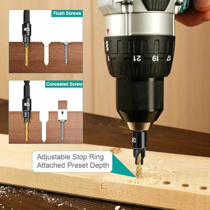 Foratura Precisa Set Punte Trapano Legno con Fermaprofondità