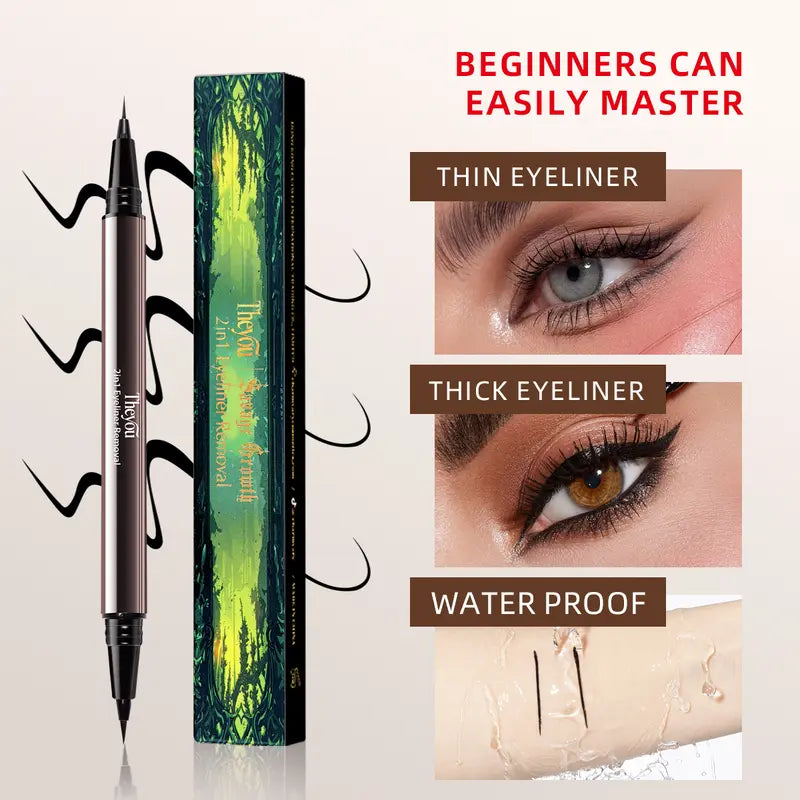 Eyeliner Liquido Waterproof Lunga Tenuta Punta Doppia Leggera