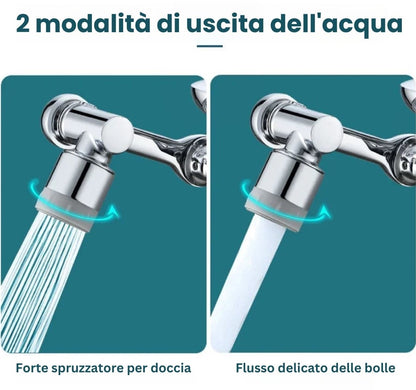Rubinetto Magic orientabile 1080° INOX con filtro antispruzzo