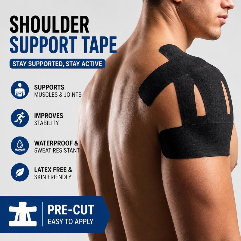 Supporto Spalla Impermeabile con Tape Kinesiologico Pretagliato