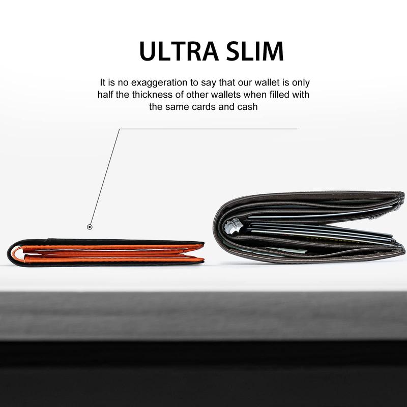Portafoglio Uomo Slim Bifold Pelle Minimalista Antigraffio RFID