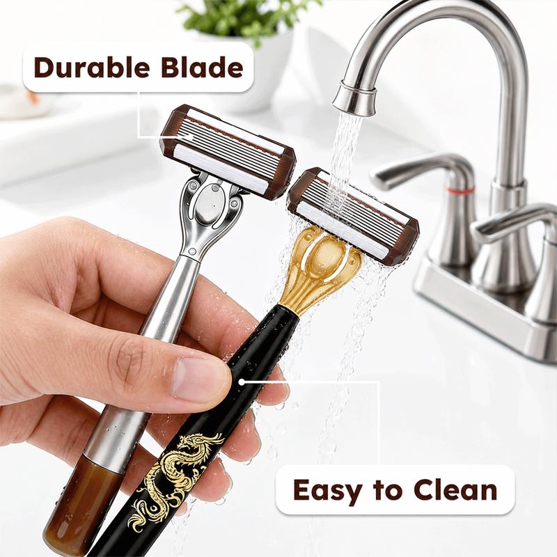 Rasoio Manuale Ergonomico in Acciaio con Lame Ipoallergeniche
