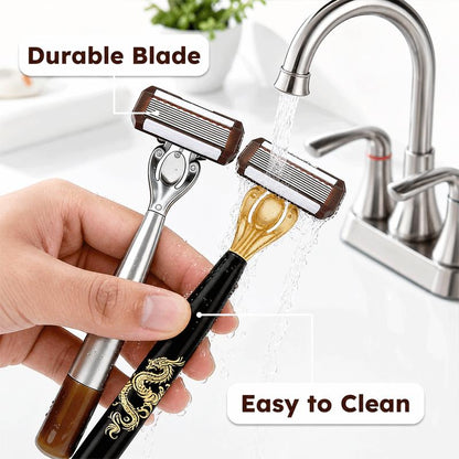 Rasoio Manuale Ergonomico in Acciaio con Lame Ipoallergeniche