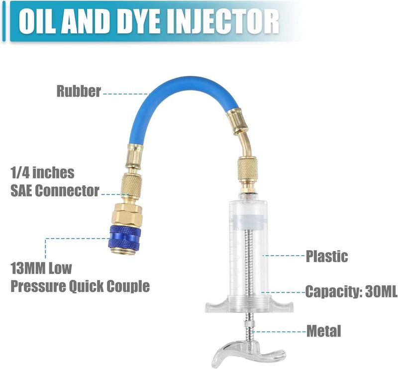 Iniettore Manuale Olio e Colorante per Compressori Auto Rapido