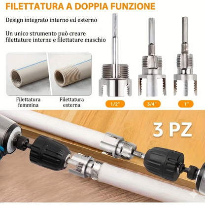 3 Pezzi - Facilita il Threading Kit per Tubazioni in Lega Pesante