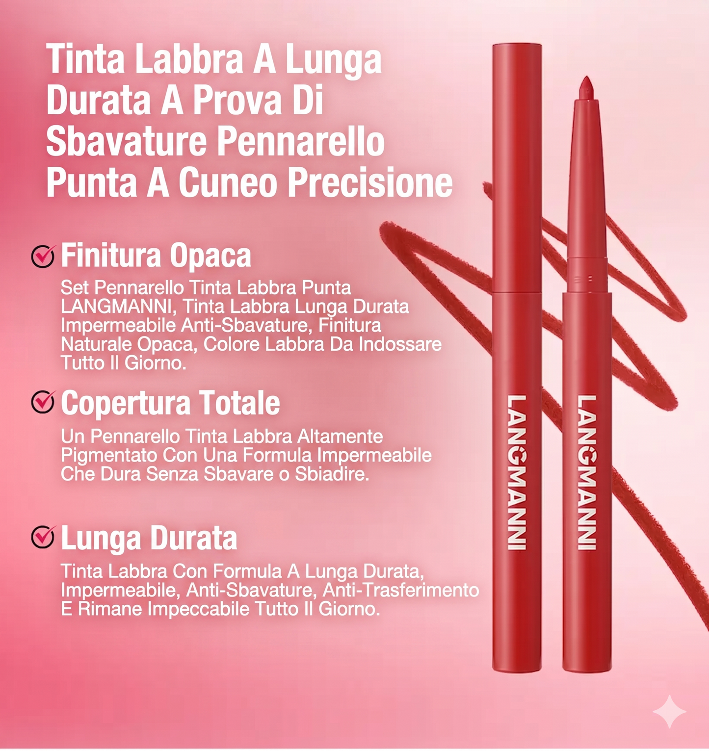 Liner Labbra Opaco Resistente All'Acqua Texture Cremosa Set 12Pz