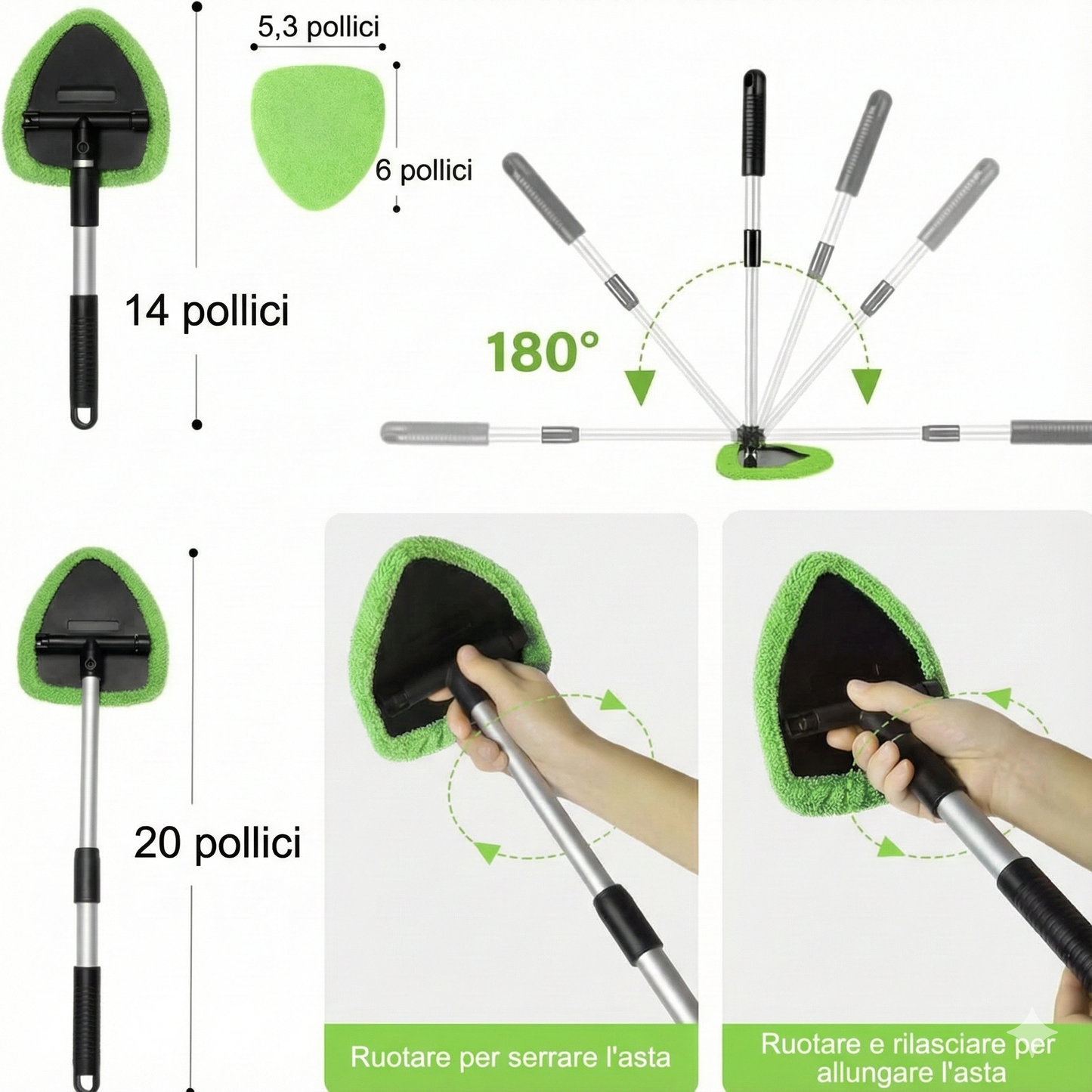 Strumento Pulizia Parabrezza - Manico Estensibile