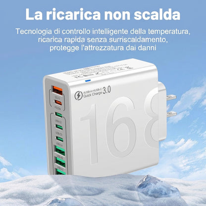 Ricarica Veloce Hub USB 8 Porte Multiporta USB-C e USB-A