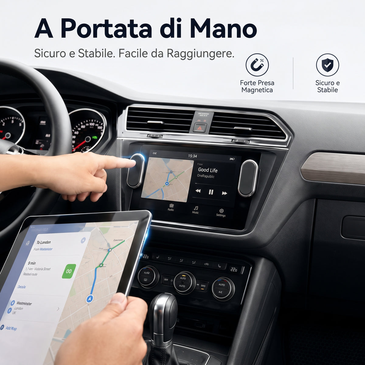 Confezione da 2 - Supporto Auto Magnetico Universale con Rotazione 360° e Ventosa