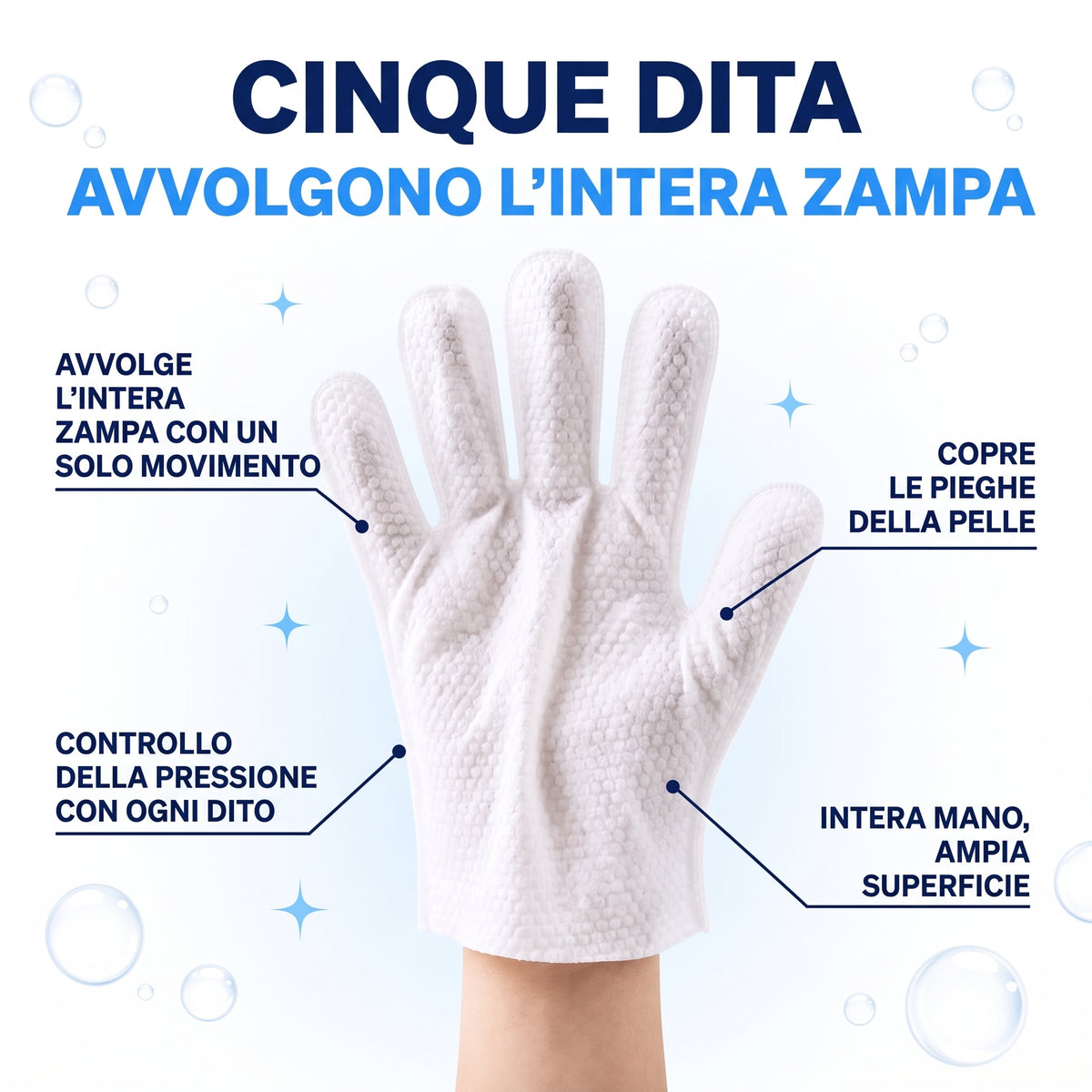 Confezione da 6 - Guanti per lavare cani e gatti