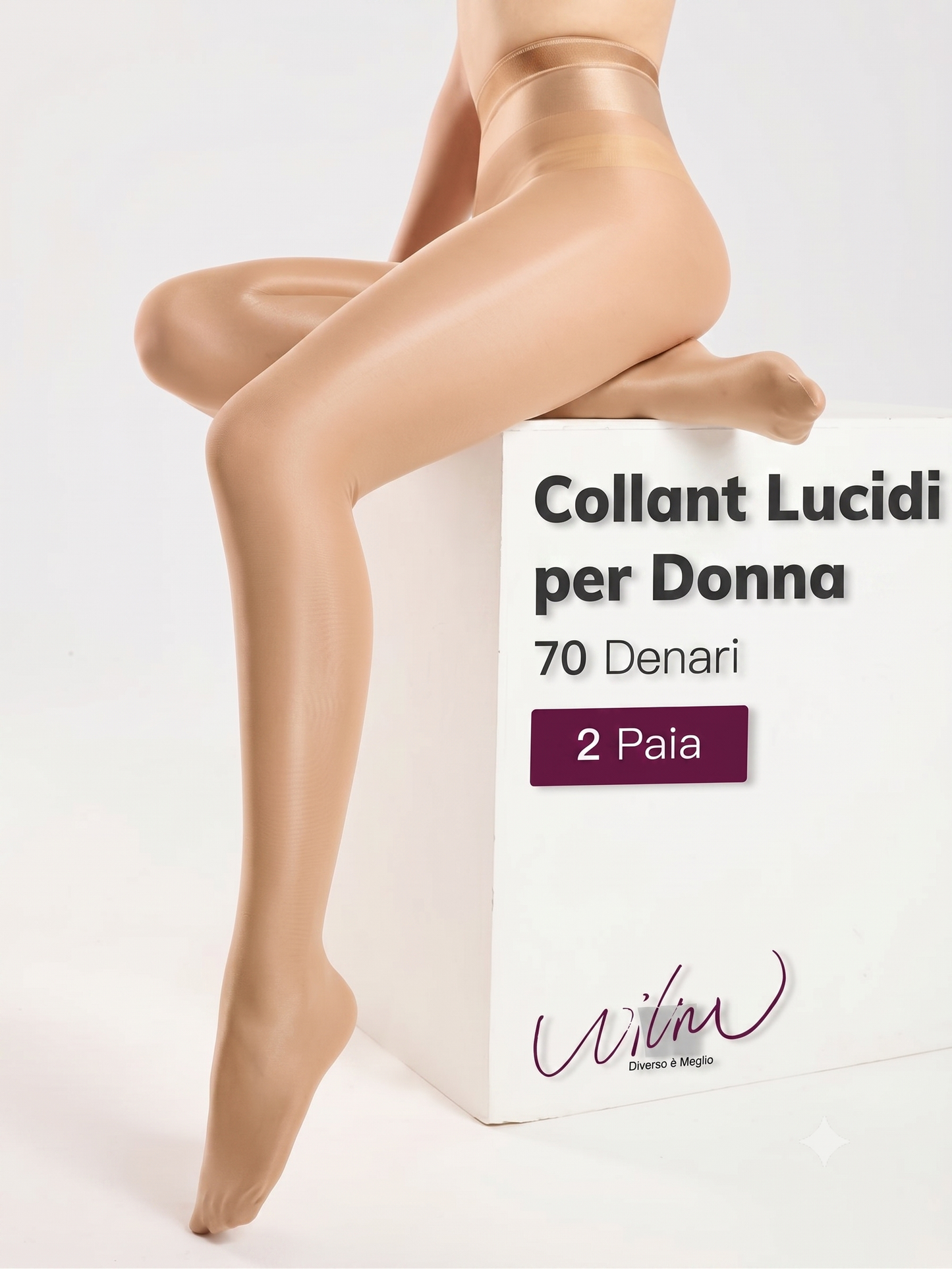 Effetto lucido ultra brillante con calze a vita alta donna