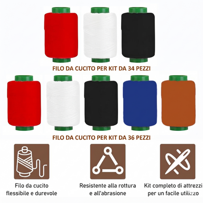 Kit di riparazione fai da te 34 pezzi – Kit da cucito portatile