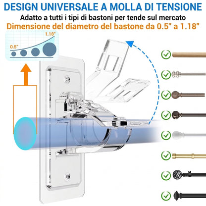 Confezione da 6 - Installazione Facile Supporti Bastoni Tende Senza Fori