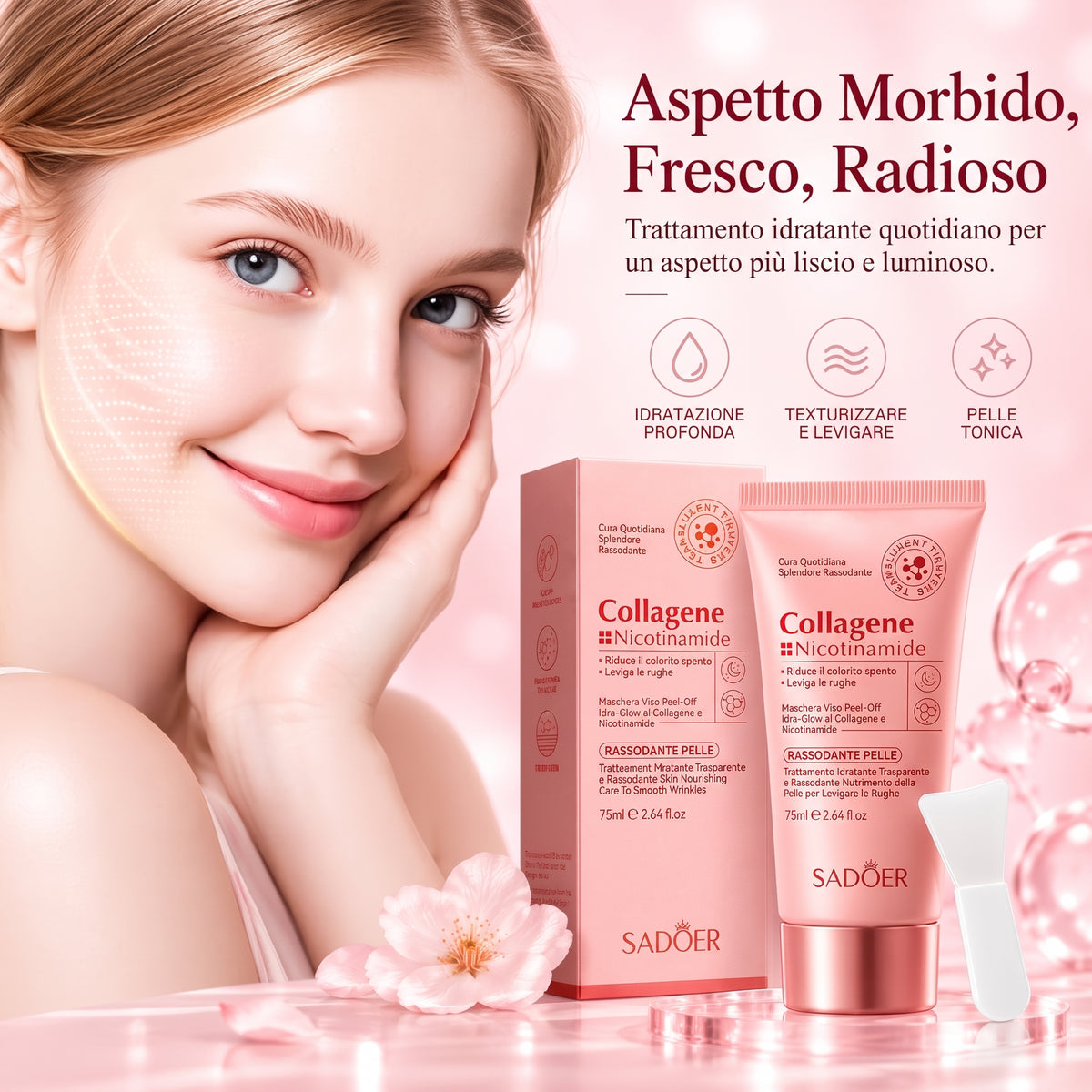 Idratante Maschera Viso Peel-Off Collagene e Niacinamide