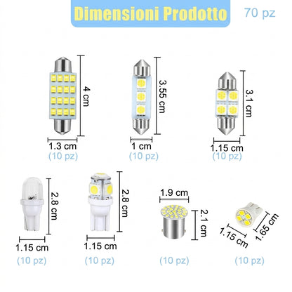 Confezione da 42 - Illuminazione Interna Auto Kit LED Alta Luminosità 12V