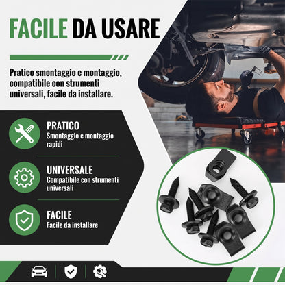 Kit Fissaggio Auto 50 Pezzi Bulloni e Clip Universali Neri