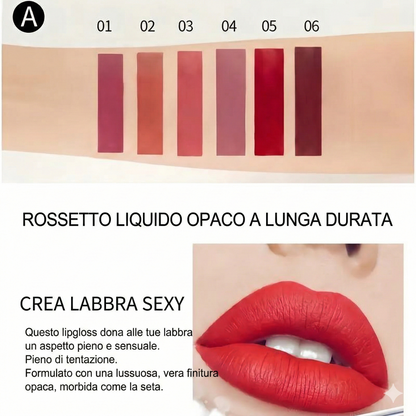 Set di 6 rossetti liquidi opachi a lunga tenuta