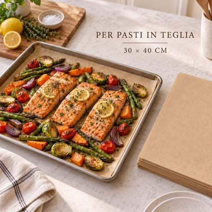 Foglio Carta Forno Antiaderente Rettangolare 100 Pz Resistenti (20 × 25 cm)