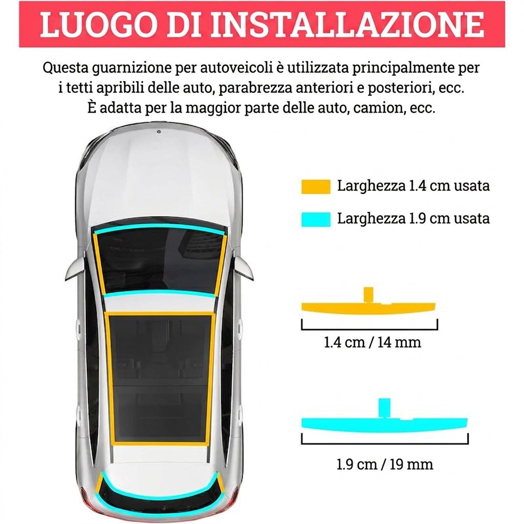 Guarnizione Gomma Parabrezza Auto Universale Antipolvere