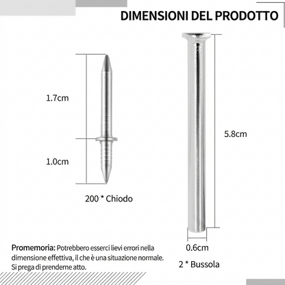 (Confezione da 200) - Installazione Senza Danni Kit Chiodi Doppi per Battiscopa