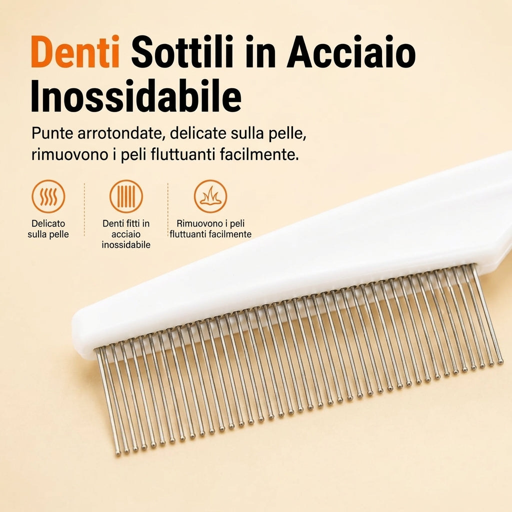 Rimozione Pelo Antipulci Pettine in Acciaio Inox per Animali