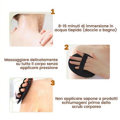 Confezione da 4 - Detergente Corpo Esfoliante Morbido in Gomma per Pelle Delicata
