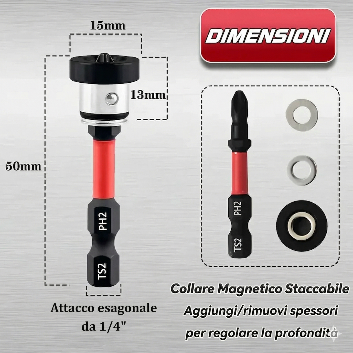 Set di 5 punte Pladur con arresto di profondità – PH2 magnetiche (0.64CM esagonale)