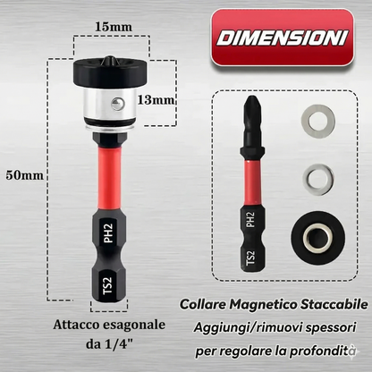 Set di 5 punte Pladur con arresto di profondità – PH2 magnetiche (0.64CM esagonale)