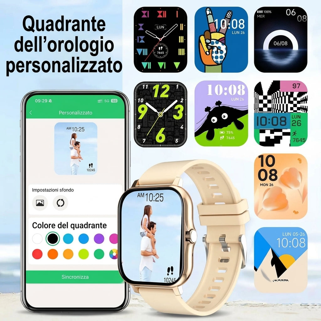 Monitoraggio Attività Smartwatch Touch Screen 1.83" IP68