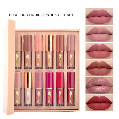 Confezione da 12 - Colorazione Lunga Tenuta Set Rossetti Liquidi Opachi Idratanti