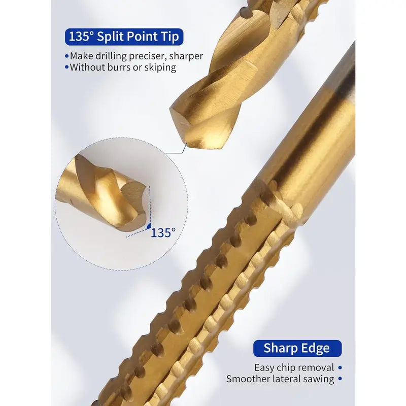 (Confezione da 6) - Foratura Precisa Set Trapano HSS Rivestito Titanio Serrato 3-10mm