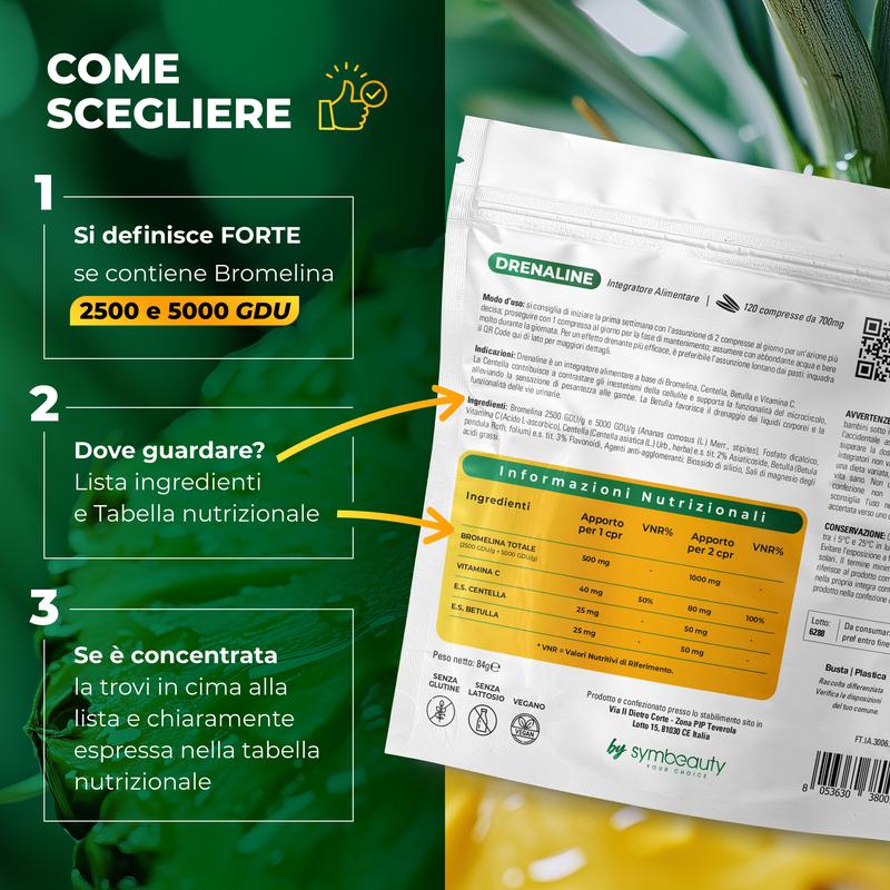 Drenaggio Digestivo Integratore Cellulite Bromelina Vitamina C