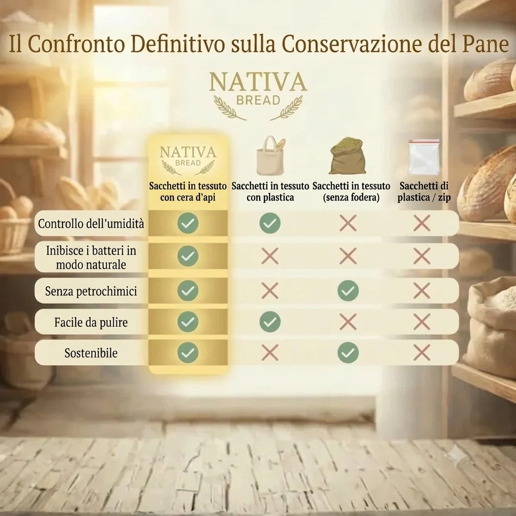 Sacchetti per il pane di alta qualità, realizzati al 100% in cotone e cera d'api.