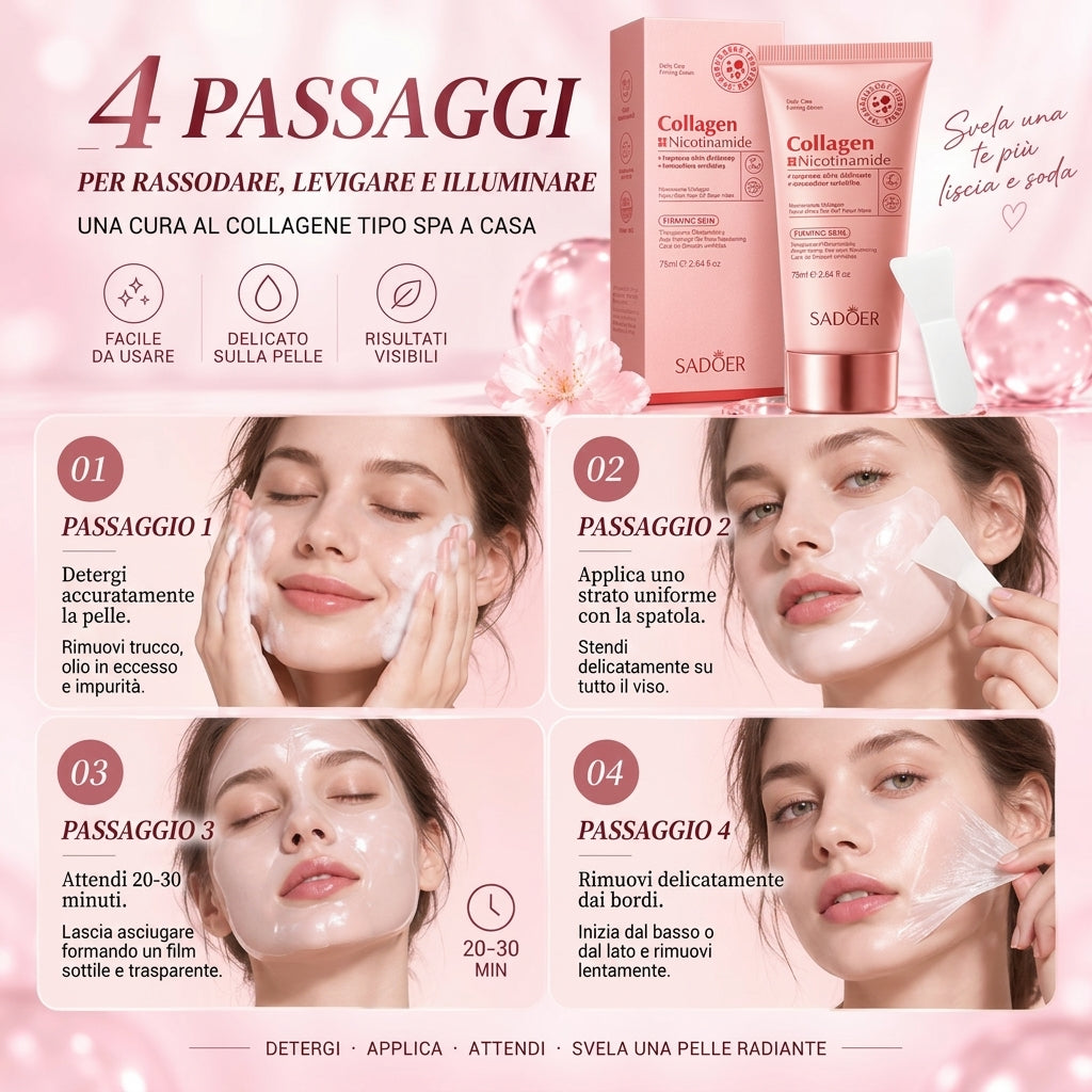 Idratante Maschera Viso Peel-Off Collagene e Niacinamide