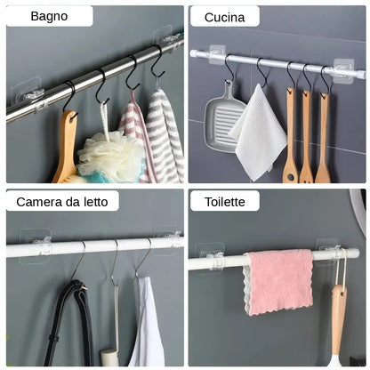 (Confezione da 8) – Supporto Regolabile per Bastoni Tende con Clip Trasparenti