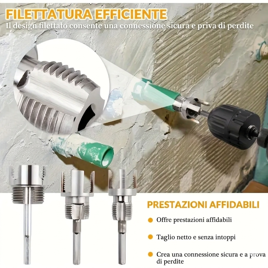 3 Pezzi - Facilita il Threading Kit per Tubazioni in Lega Pesante
