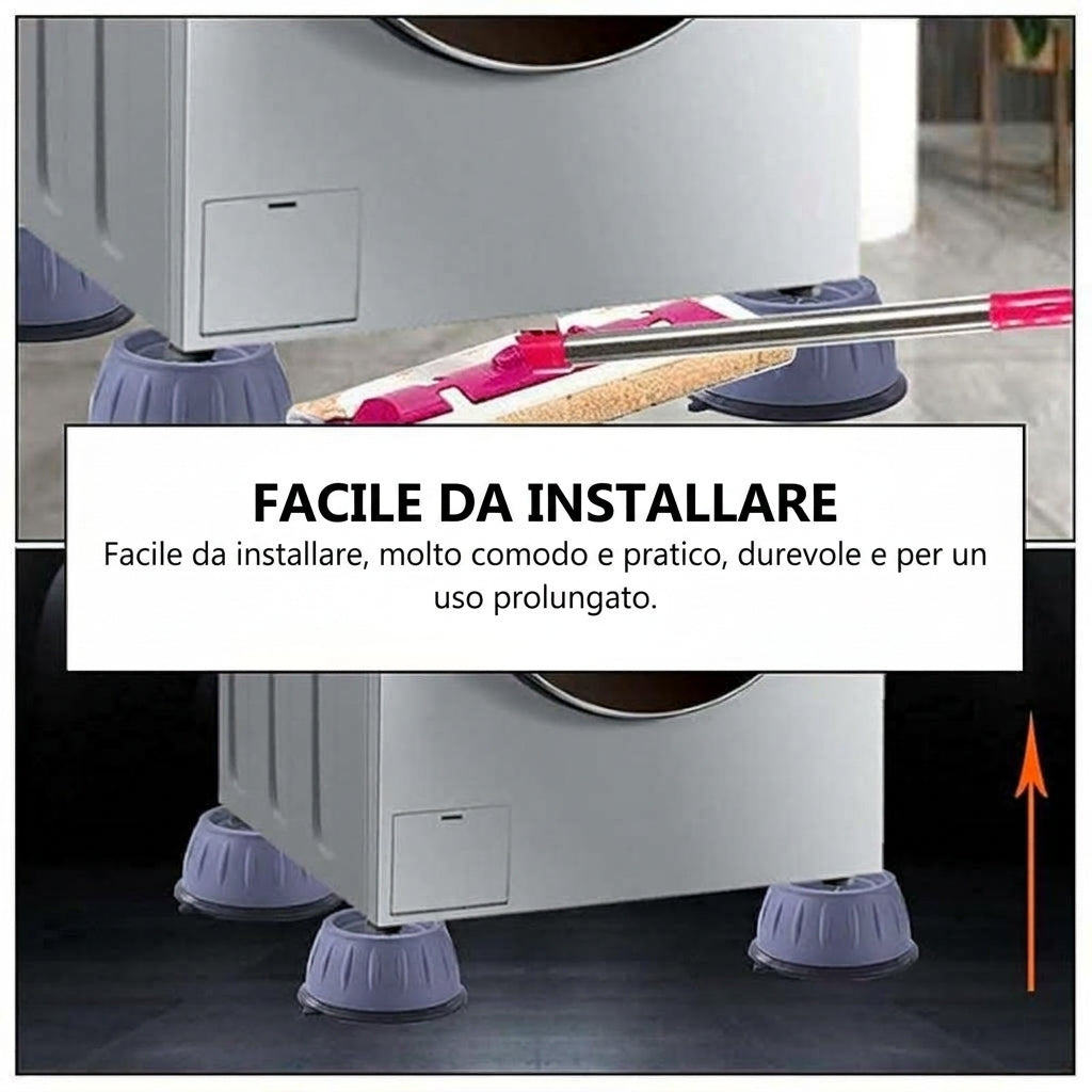 Confezione da 4 - Assorbente Vibrazioni Piedini Antiscivolo per Lavatrice