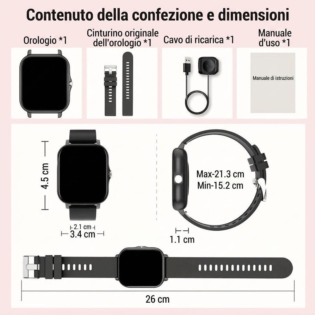 Monitoraggio Attività Smartwatch Touch Screen 1.83" IP68