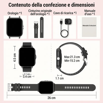 Monitoraggio Attività Smartwatch Touch Screen 1.83" IP68