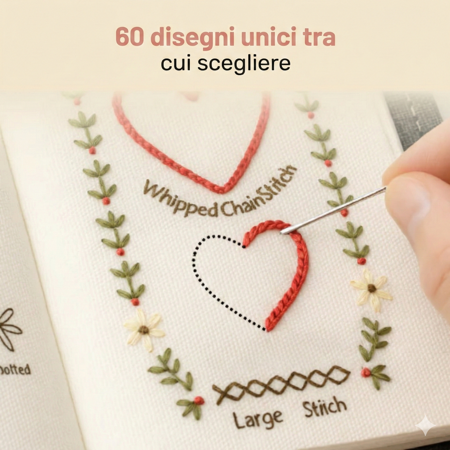 Libro di ricamo antistress: kit completo con oltre 60 disegni