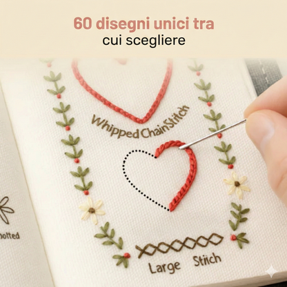 Libro di ricamo antistress: kit completo con oltre 60 disegni