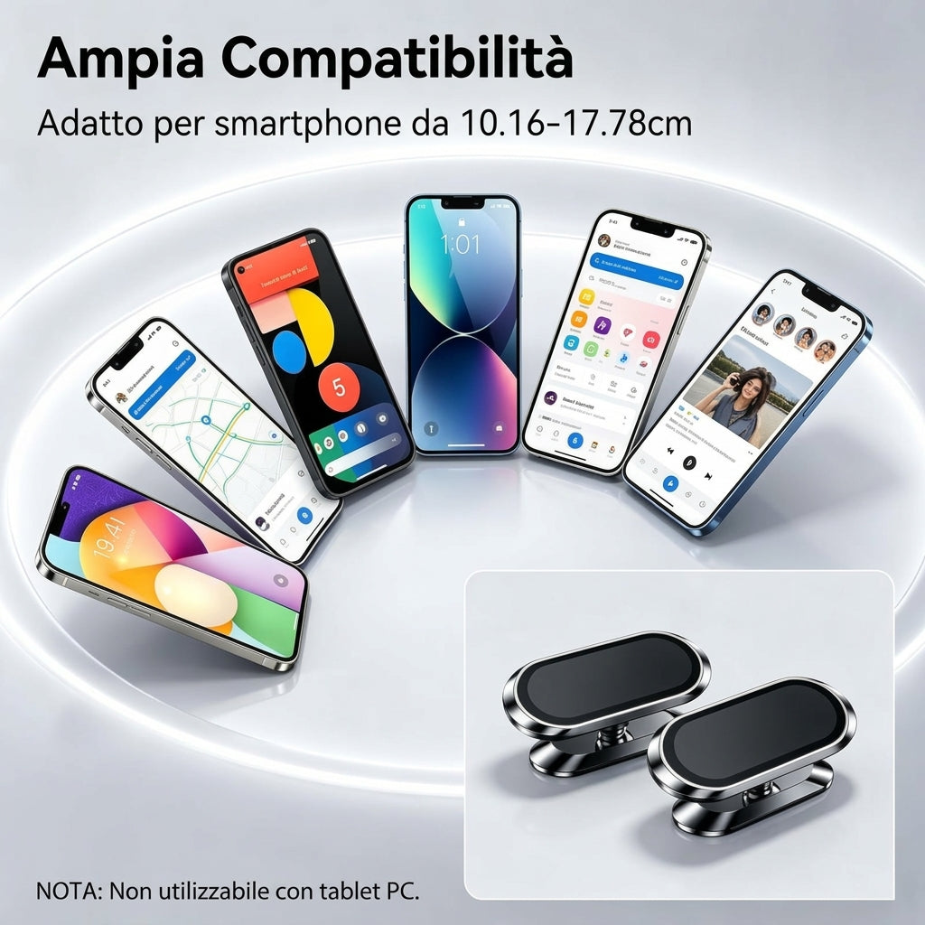 Confezione da 2 - Supporto Auto Magnetico Universale con Rotazione 360° e Ventosa