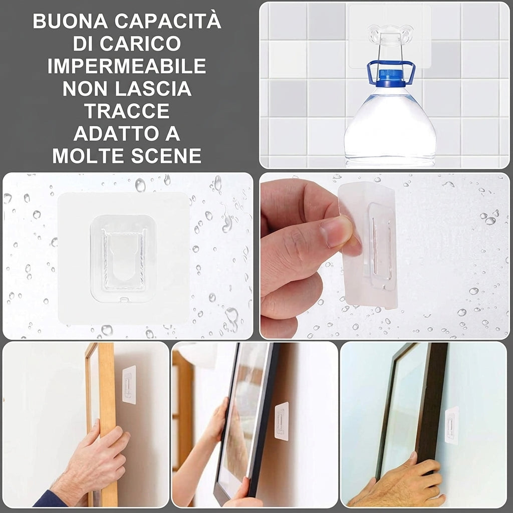 Confezione da 10 - Organizzazione Casa Facile Supporti Adesivi Multiuso Senza Foro